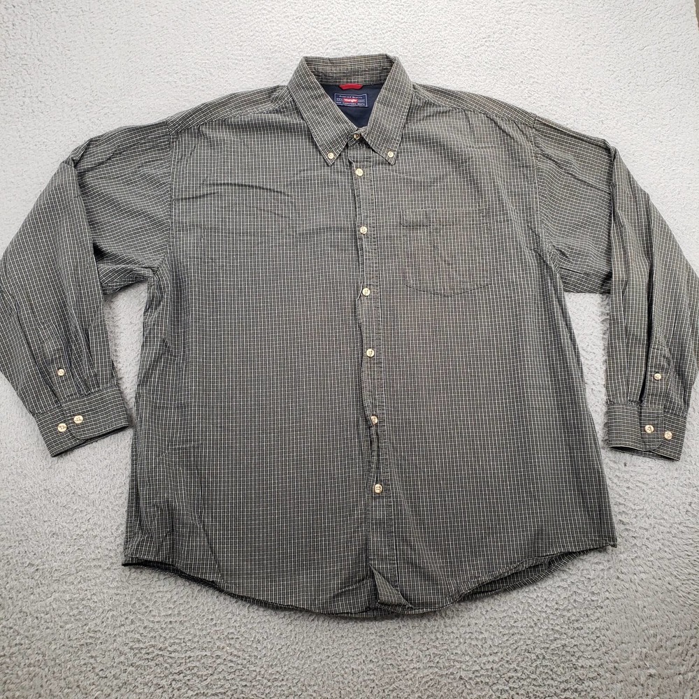 Wrangler Shirt Mens XL Green Long Sleeve‎ Button Outdoors Casual